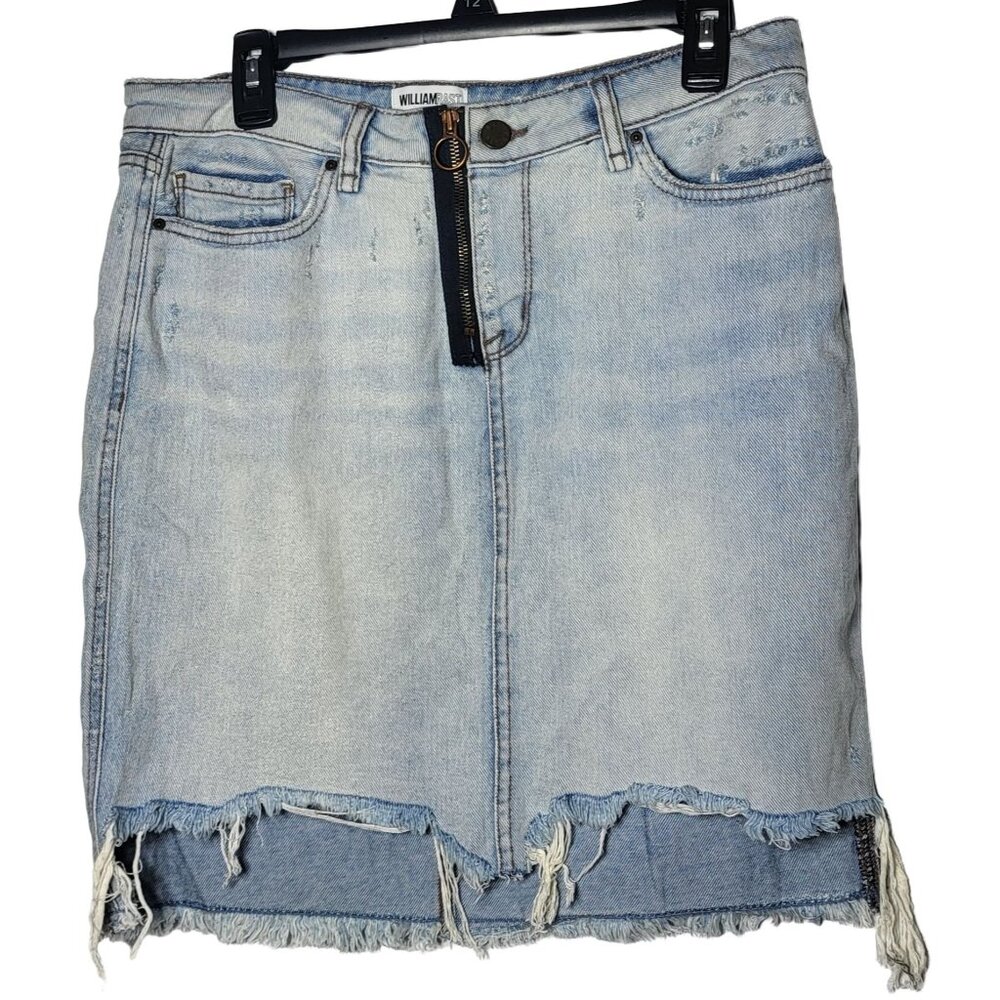 Willam Rast Denim Blue Jean Skirt Size 30 Destroyed Grunge Y2K Festival Indie - Picture 2 of 10